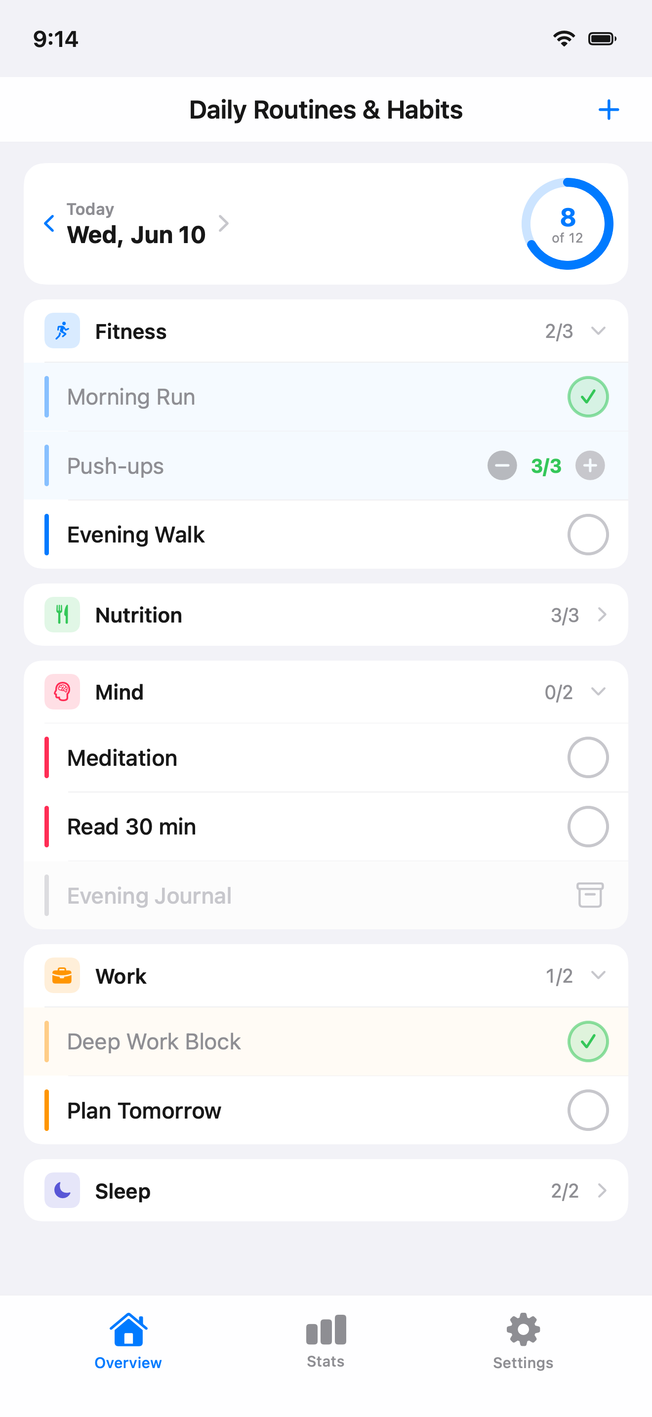 Dashboard Daily Routines